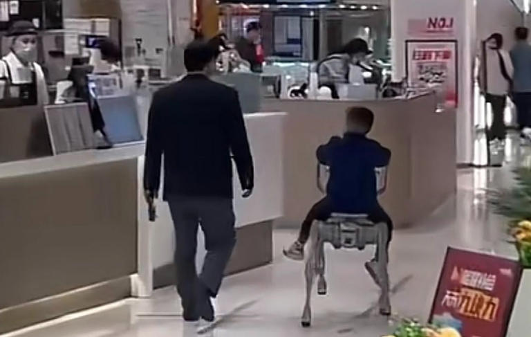 武汉“小孩哥”骑40万机器狗逛商场，网友直呼太酷炫！